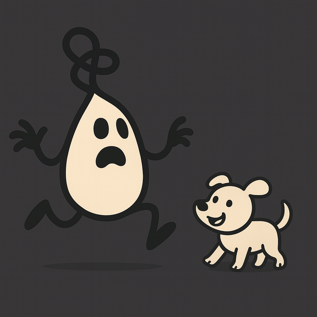 Driplet scared of a dog